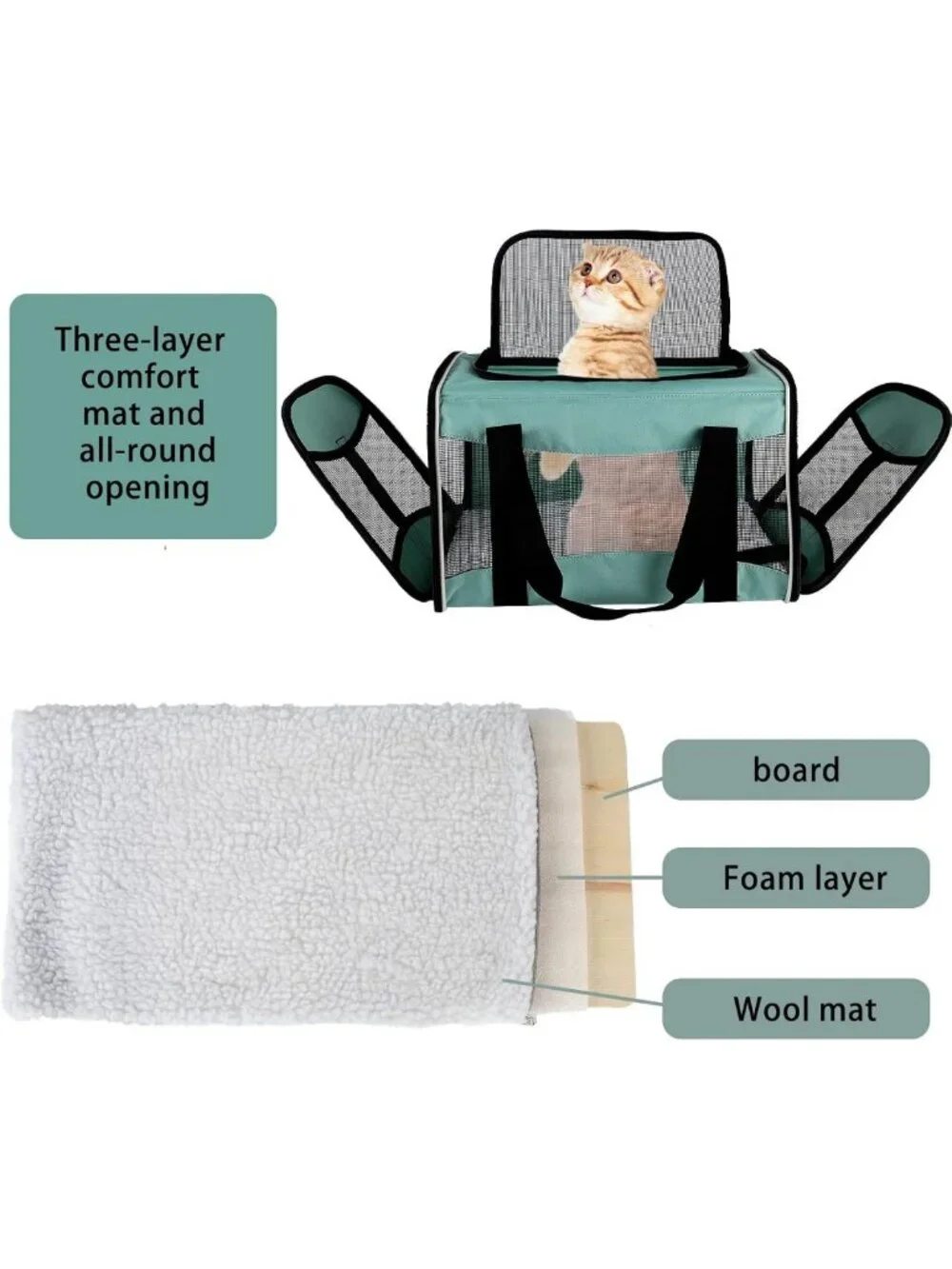 Soft-Sided Pet Carrier for Cats & Small Dogs, TSA Approved, Collapsible Travel